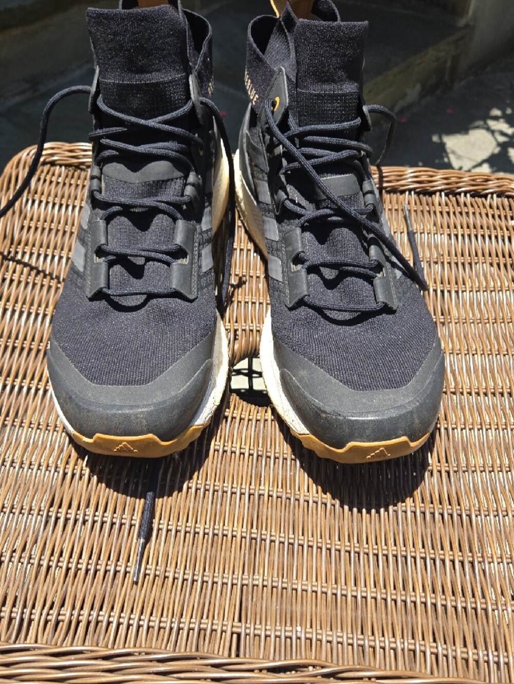 adidas Terrex Black and Tan Mid-Top Trail Sneakers - Picture 9 of 16